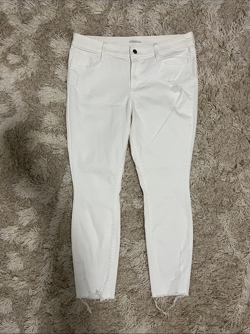 project RUNWAY White Ankle Crop Jeans with Raw Hem